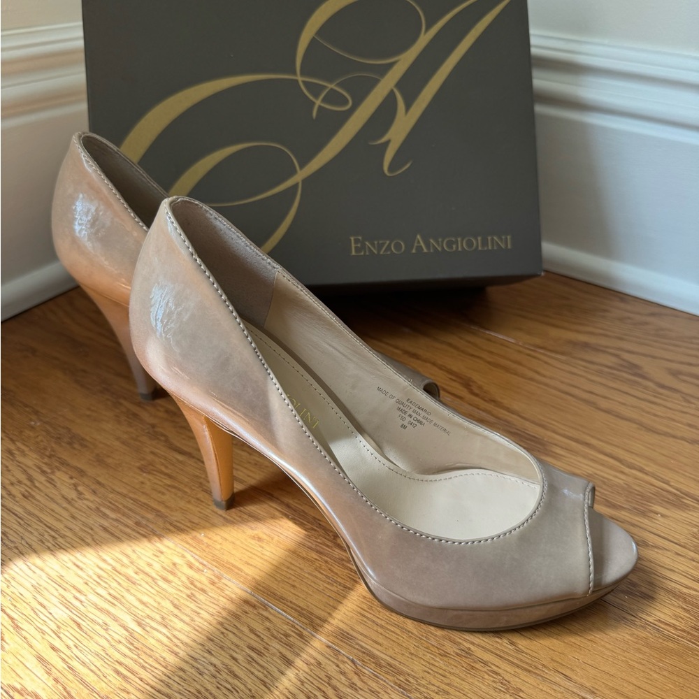 Enzo Angelina, open toe, heels in size 8.